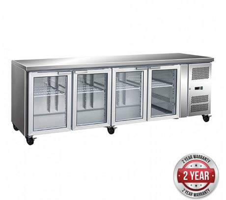 4 Glass Door Gastronorm Bench Fridge - Cafe Supply