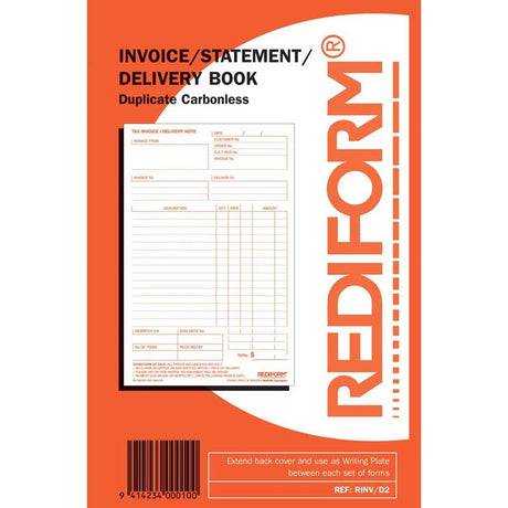 Rediform Book Invoice Statement Delivery Duplicate 50 Leaf - Cafe Supply