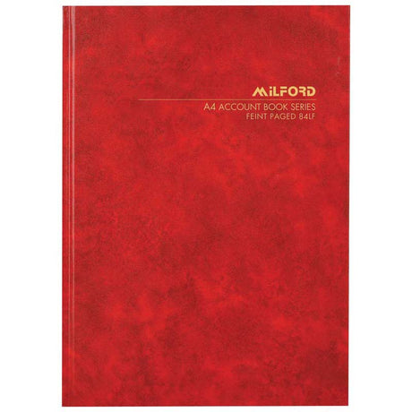 Milford A4 84lf Feint Paged Book Hard Cover - Cafe Supply
