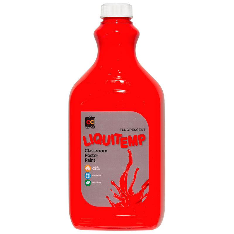 Liquitemp Fluorescent Poster Paint 2L Scarlet - Cafe Supply