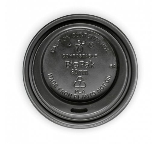 6-12OZ (80MM DIA) PLA BLACK SMALL LID - Cafe Supply