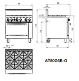 6 BURNERS WITH OVEN LPG AT80G6B-O-LPG - Cafe Supply