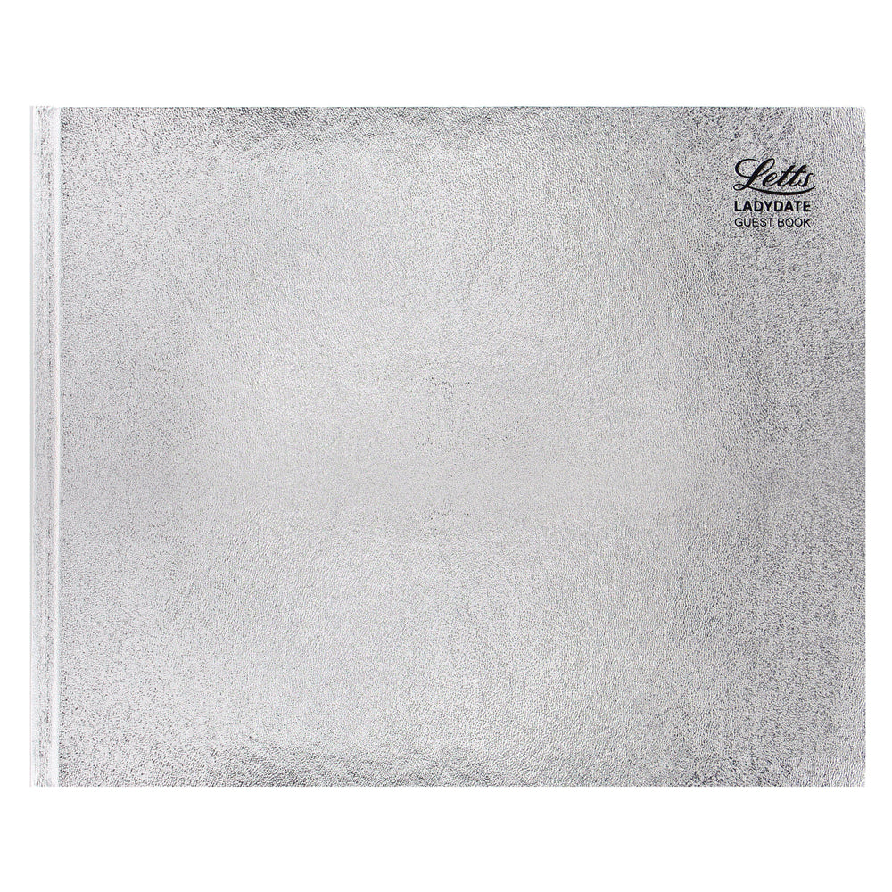 Letts Guest Book Ladydate Silver 127 Page 216x265mm - Cafe Supply