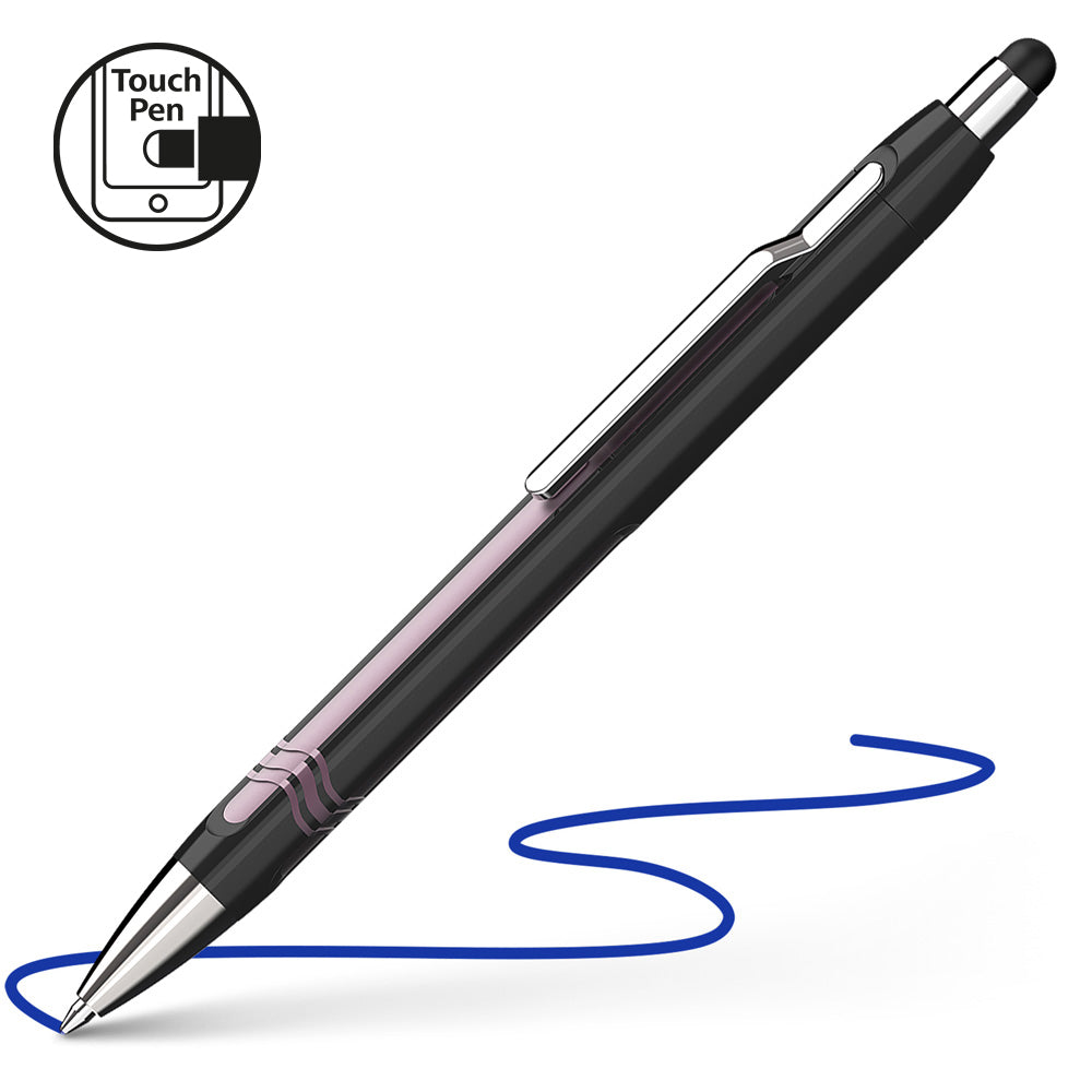 Schneider Ballpoint Stylus Pen Epsilon Touch Extra Broad Blue Ink Black/Pink Barrel - Cafe Supply