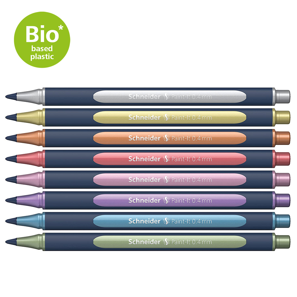 Schneider Metallic Rollerball 0.4mm Assorted Pack 8 pieces - Cafe Supply