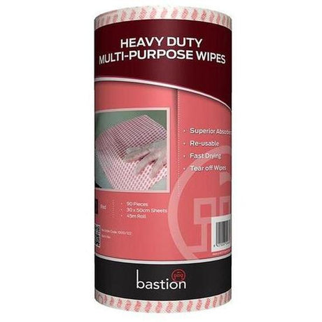 Bastion Heavy Duty Wipes on a Roll - Red - Cafe Supply