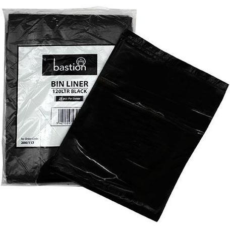 Bastion Large Waste Bin Liner 120ltr Black - Cafe Supply