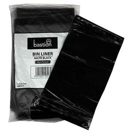 Bastion Large Waste Bin Liner 60ltr Black - Cafe Supply