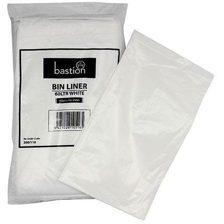 Bastion Large Waste Bin Liner 60ltr White - Cafe Supply