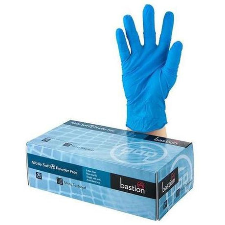 Bastion Nitrile Soft Blue P/F Large Gloves - Cafe Supply