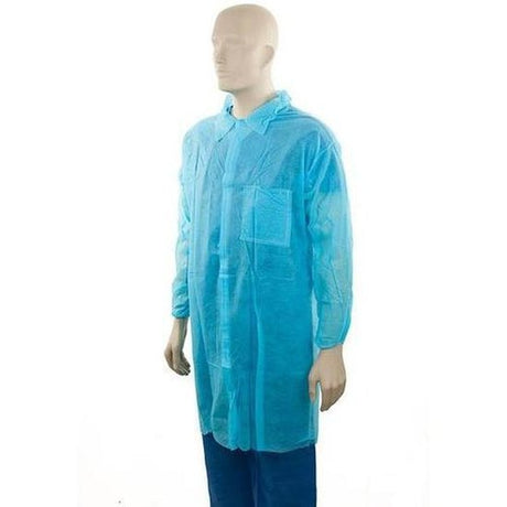 Bastion Polypropylene Labcoat with Pocket Blue Large - Cafe Supply