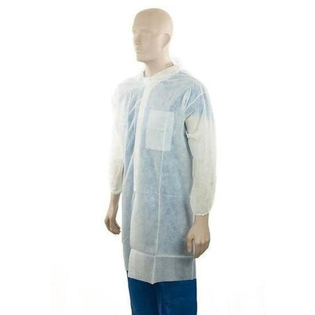 Bastion Polypropylene Labcoat With Pocket White Medium - Cafe Supply