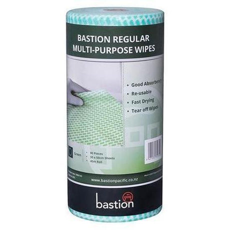Bastion Regular Duty Wipes On A Roll - Green - Cafe Supply