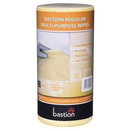 Bastion Regular Duty Wipes On A Roll - Yellow - Cafe Supply