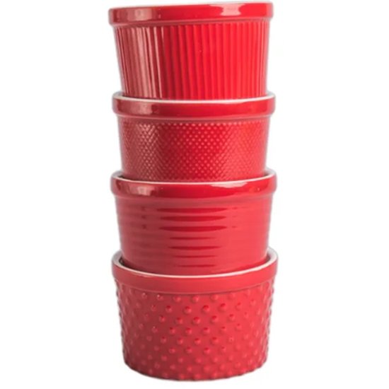 Bia Texture Ramekin Red 420Ml Set Of 4 - Cafe Supply