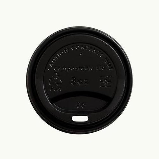 Bioplastic EcoCup Lid - BLACK 80mm - Cafe Supply