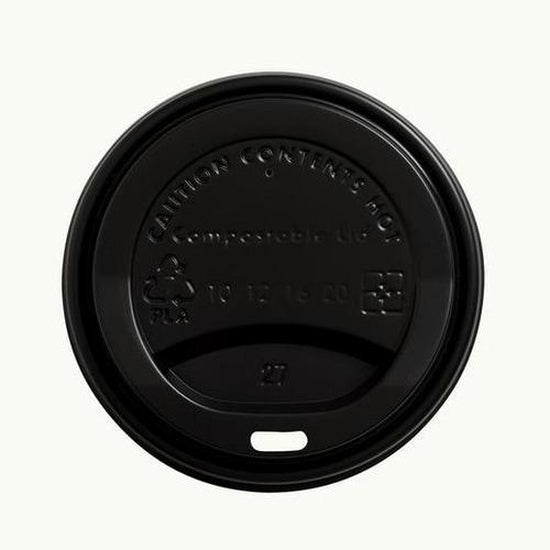 Bioplastic EcoCup Lid - BLACK 90mm - Cafe Supply