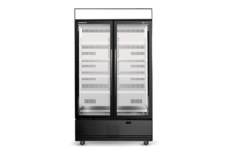 BME1200N-AC 2 Glass Door Display or Storage Fridge, Lit Sign - Cafe Supply