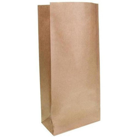 Brown Block Bottom Paper Bag No 4 Heavy Duty - 185(W) x 445(H) x 100(G) mm - Cafe Supply