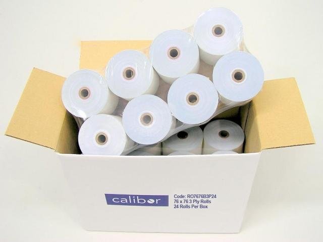 CALIBOR 3PLY PAPER 76X76 24 ROLLS / BOX - Cafe Supply