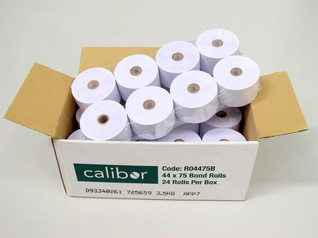 CALIBOR BOND PAPER 44X75 24 ROLLS / BOX - Cafe Supply