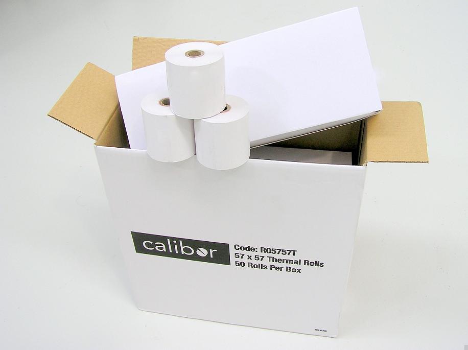 CALIBOR THERMAL PAPER 57X57 50 ROLLS/BOX - Cafe Supply