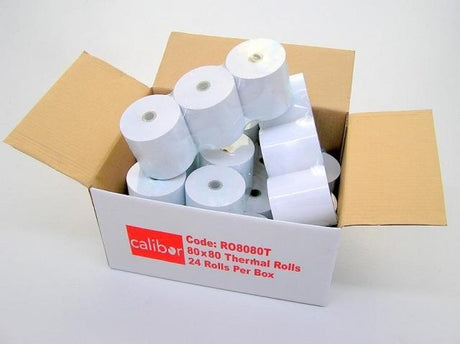 CALIBOR THERMAL PAPER 80X80 24 ROLLS/BOX - Cafe Supply