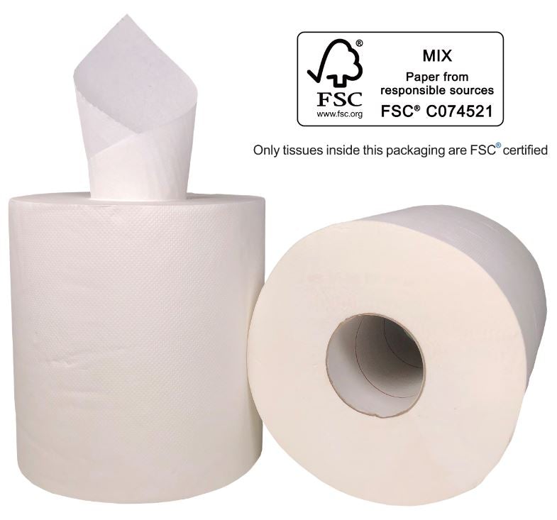 Centre Feed Paper Towel - White, 210mm x 300m, 1 Ply (6) Per Pack - Cafe Supply