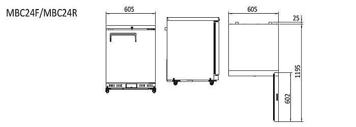 CHILLER FRIDGE CABINET SOLID DOOR MBC24R - Cafe Supply