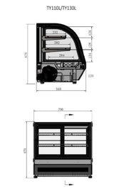 COUNTERTOP ROUND CAKE SHOWCASE 900 MM FRIDGE TY130L - Cafe Supply