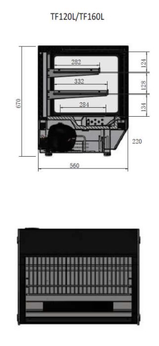 COUNTERTOP SQUARE CAKE SHOWCASE 900 MM FRIDGE TF160L - Cafe Supply