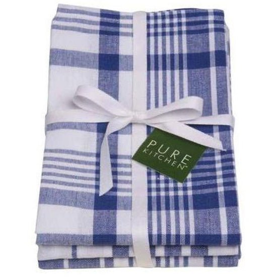 Dexam Jumbo Check Tea Towels Royal Blue - Cafe Supply