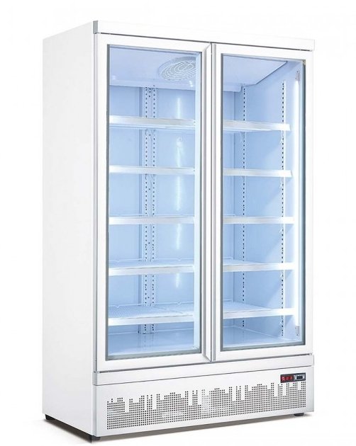 Double glass door colourbond upright drink fridge bottom mounted - LG-1000GBM - Cafe Supply
