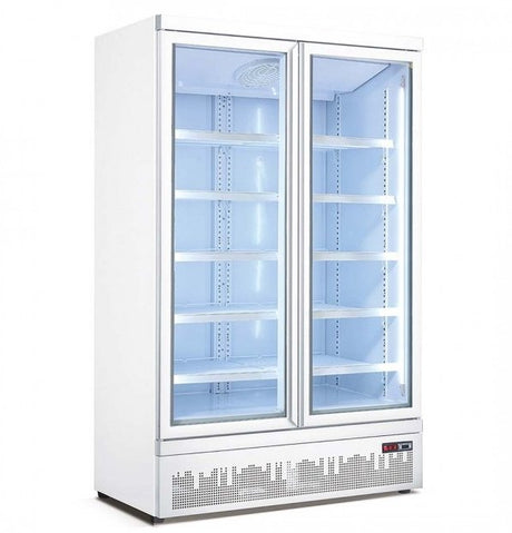 Double glass door colourbond upright drink fridge bottom mounted - LG-1000GBM - Cafe Supply