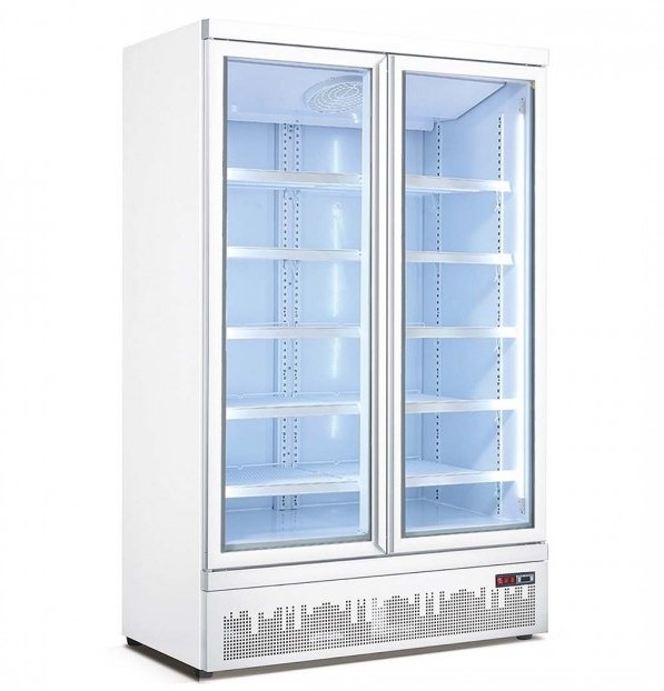 Double glass door colourbond upright drink fridge bottom mounted - LG-1000GBM - Cafe Supply