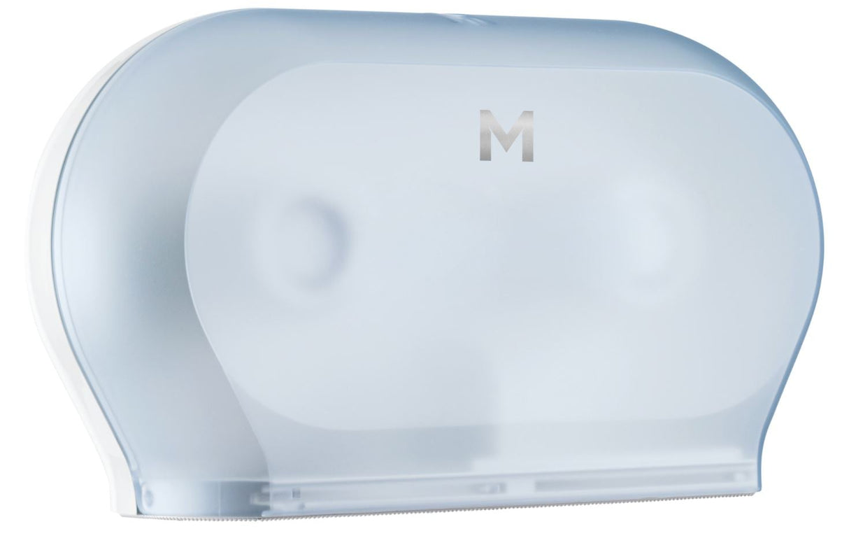 Double Mini Jumbo Roll Dispenser - Transparent, 1 Roll Capacity (1) Per Each - Cafe Supply