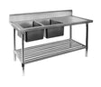 Double Sink Bench with Pot Undershelf Stainless Steel 700mm Deep - Cafe Supply