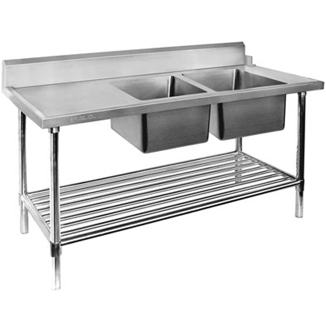 DSBD7-1800R/A Right Inlet Double Sink Dishwasher Bench - Cafe Supply
