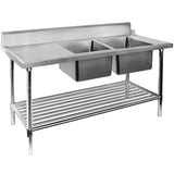 DSBD7-1800R/A Right Inlet Double Sink Dishwasher Bench - Cafe Supply