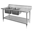 DSBD7-2400L/A Left Inlet Double Sink Dishwasher Bench - Cafe Supply