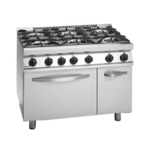 Fagor 700 series natural gas 6 burner with gas oven and neutral cabinet under CG7-61H - Cafe Supply