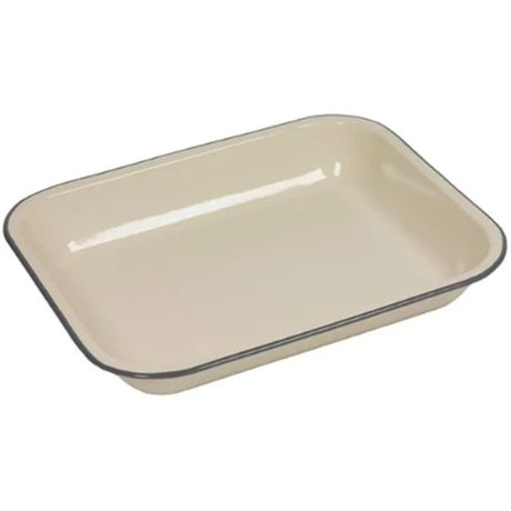 Falcon Bake Pan Enamelware Cream 28Cm - Cafe Supply