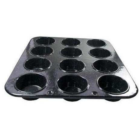 FALCON MUFFIN TIN 12 CUP BLACK SPECKLED - Cafe Supply