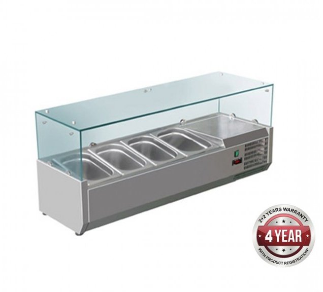 FED-X Flat Glass Salad Bench - XVRX1200/380 - Cafe Supply