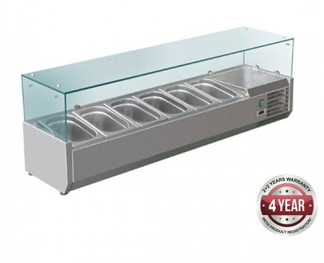 FED-X Flat Glass Salad Bench - XVRX1500/380 - Cafe Supply