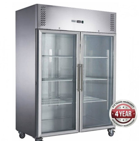 FED-X S/S Two Full Glass Door Upright Freezer - XURF1200G2V - Cafe Supply