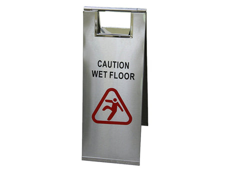 FILTA A-FRAME SAFETY SIGN - STAINLESS STEEL - "WET FLOOR" - Cafe Supply