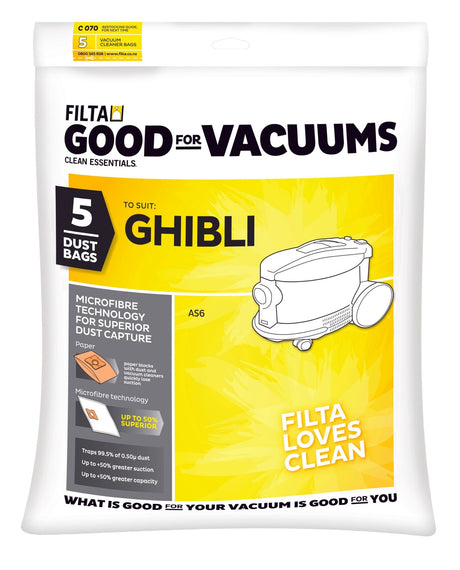 FILTA GHIBLI AS6 SMS MULTI LAYERED VACUUM CLEANER BAGS 5 PACK (C070) - Cafe Supply