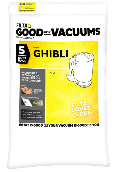 FILTA GHIBLI T1 BACKPACK SMS MULTI LAYERED VACUUM CLEANER BAGS 5 PACK (C063) - Cafe Supply