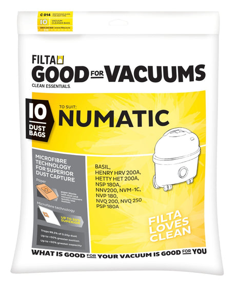 FILTA NUMATIC 1C SMS MULTI LAYERED VACUUM CLEANER BAGS 10 PACK (C014) - Cafe Supply